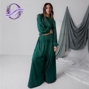 Sold out Lunya Organic Pima Crew Neck Long Sleeve Hum Forest XS